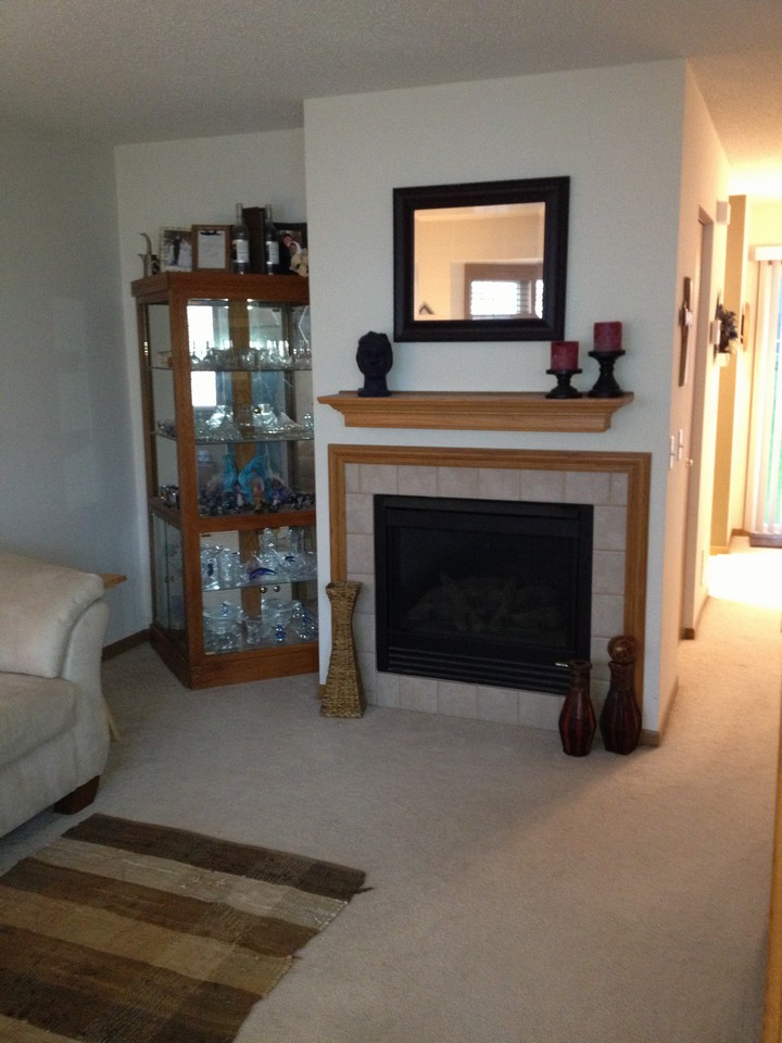 family room with gas fireplace.